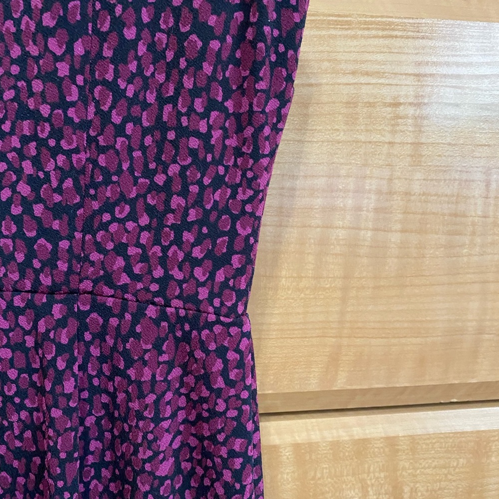Ann Taylor V Neck Faux Wrap Purple Print Jersey Dress Size 0 - Picture 11 of 13